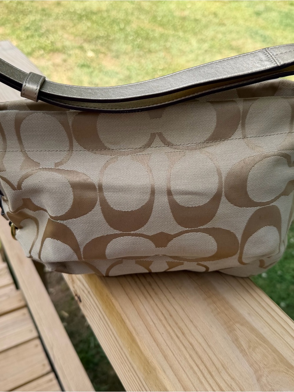 Coach Beige Signature Canvas Hobo Shoulder Bag - Picture 2 of 16